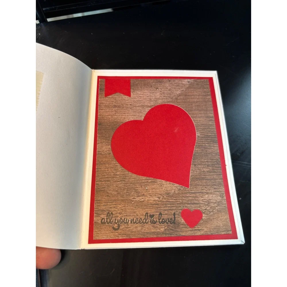 Handmade Valentines Day Greeting Cards Set of 10 Hearts Love Rustic Blue Red